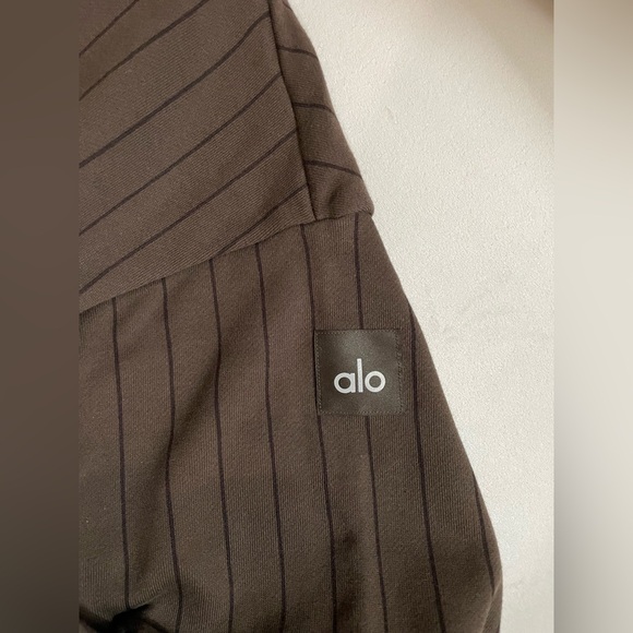 ALO Yoga NWT Pinstripe Hoodie Sweatshirt in Expresso Size M - Picture 6 of 9